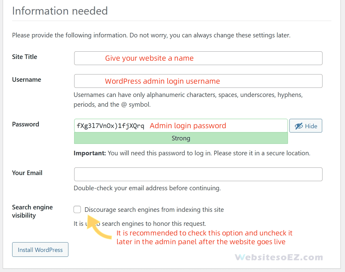 WordPress installation