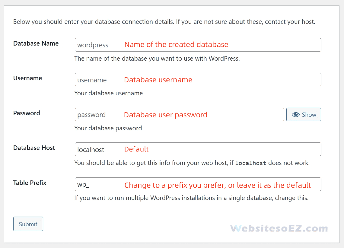WordPress installation