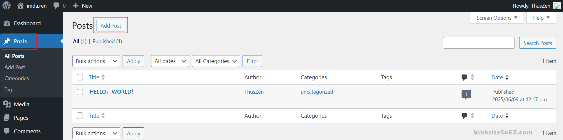 WordPress Post set