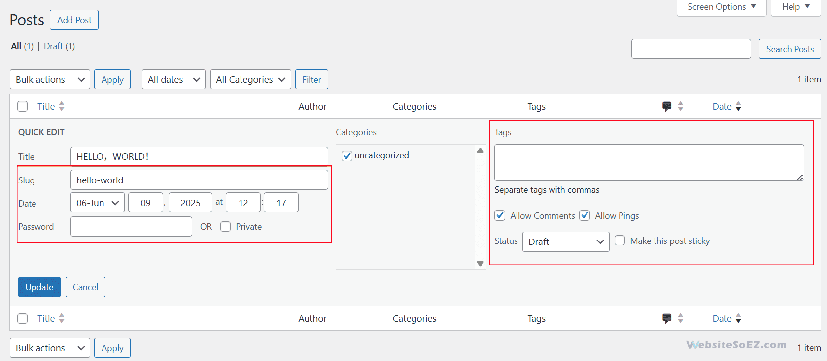 WordPress Post set