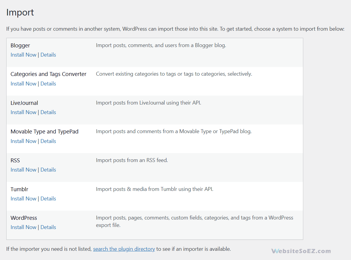 WordPress Import