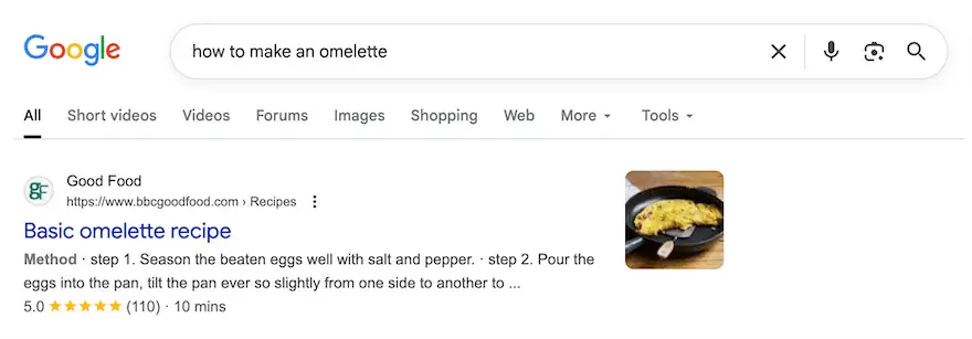 An example of a rich snippet in the Google search results