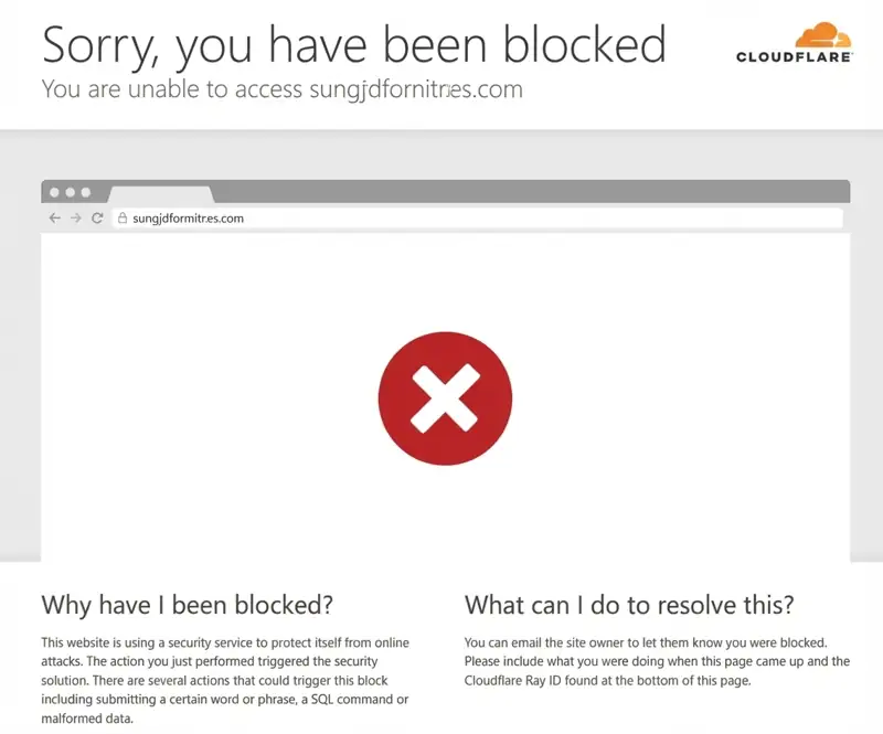 Cloudflare responded with an interception page.